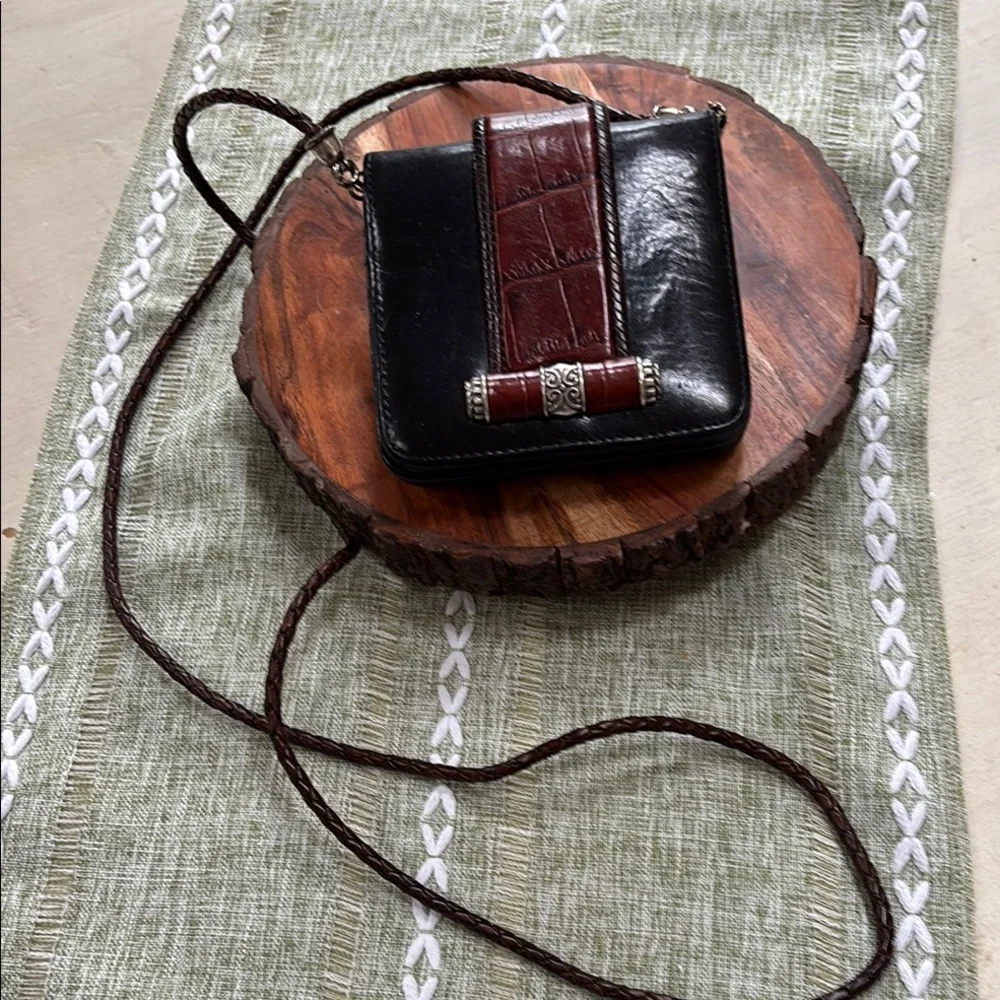 Brighton Black and Brown Leather Crossbody Bag - Picture 1 of 6